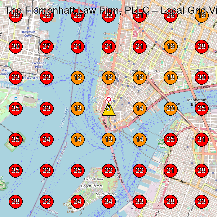 The Flomenhaft Law Firm, PLLC GeoGrid visibility map for Personal Injury Attorney in New York